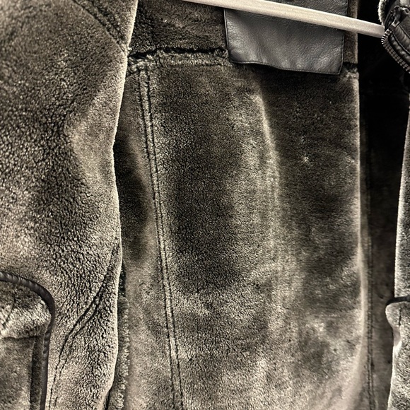 Calvin Klein Men’s black Faux leather faux fur grey jacket size Medium - Picture 3 of 15